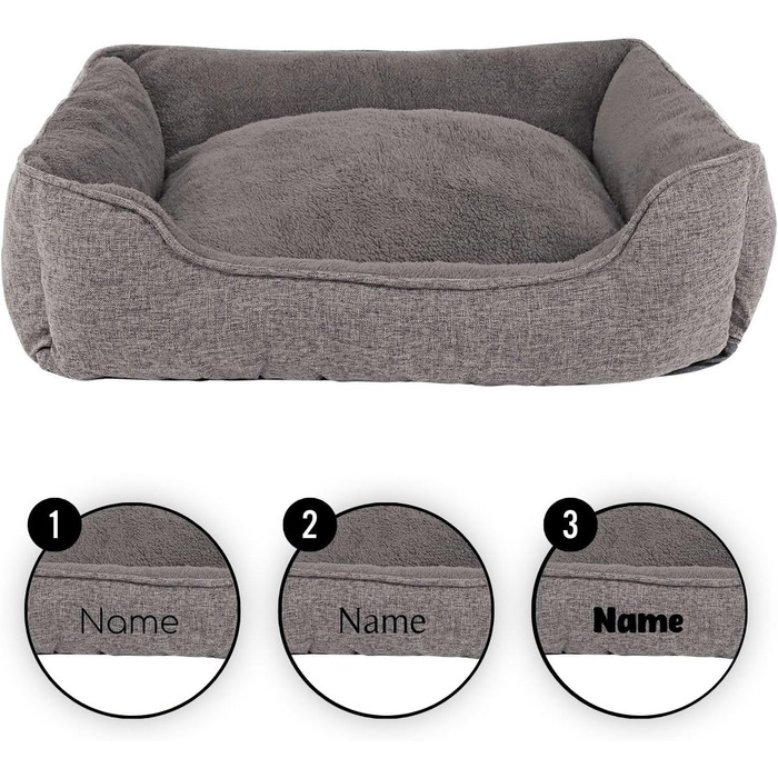 М'яке ліжко для собак та котів Lionto знімний чохол, 75x60 см, сірий колір, антиковзаюче дно