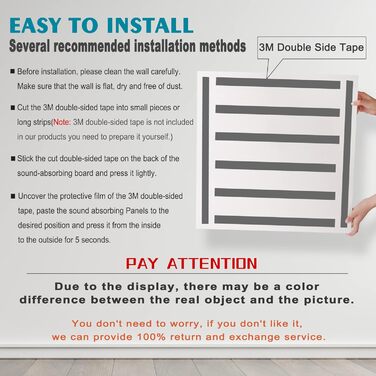 Набір акустичних панелей для стін (9 шт), 88.9 x 119.4 см, звукопоглинаючі декоративні панелі для студії звукозапису та шумоізоляції приміщень