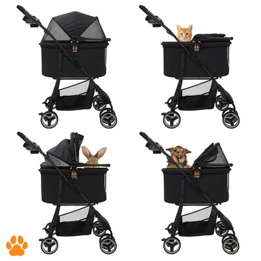 Візок-переноска для собак 2-в-1 CECE | Складана переноска з кошиком для покупок | Візок та переноска для собак - Чорний Меланж