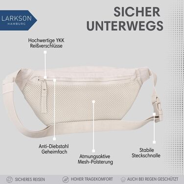 Сумка на пояс LARKSON для жінок та чоловіків, бежева (Ole) - спортивна, для активного відпочинку, міста, фестивалів. Стильна сумка через плече, водонепроникна, пісочний колір.