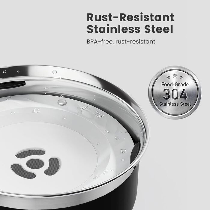 Миска для води для собак Gardner Pet, не проливається, з нержавіючої сталі, 2L, чорна