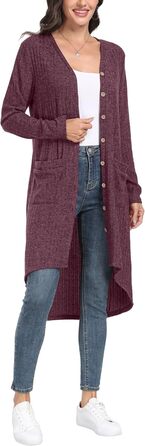 Кардиган жіночий GRECEREE з ґудзиками та V-подібним вирізом, літній (XXL, Рожевий)