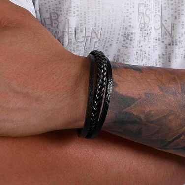 Чоловічий браслет з натуральної шкіри, плетіння ручної роботи. Браслет для чоловіків зі сталевою застібкою, шкіряний браслет з телячої шкіри, широкий браслет з магнітною застібкою.