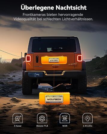 Автомобільний відеореєстратор WOLFBOX i17 4K 3-канальний з GPS, вбудованим WiFi 5.8GHz та карткою пам'яті 64GB
