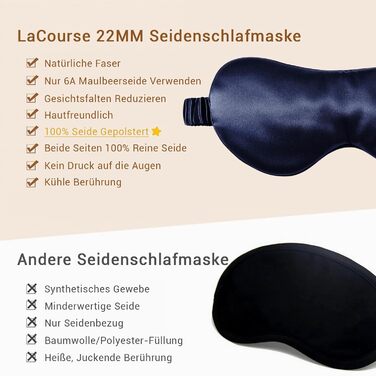 Сліпиця для сну з 100% натурального шовку 22 Momme (морська синя), комфортна та ефективна