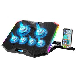 Ігровий охолоджувач для ноутбука EMPIRE GAMING Guardian S-C100 RGB, 6 вентиляторів, LCD-контролер, 5 рівнів висоти, підставка для смартфона, для ноутбуків 12-17 дюймів