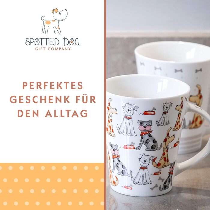Coffee mugs with dog motifs - Coffee cups with animal design - Gift for dog owners and dog lovers - Set of 4
