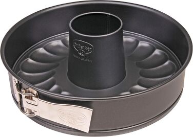 Dr. Oetker Springform with Flat and Tube Bottom, Ø 28 cm, Cake Pan made of Steel with Non-Stick Coating, Baking Pan made of Refined Black Steel, Quantity: 1 piece