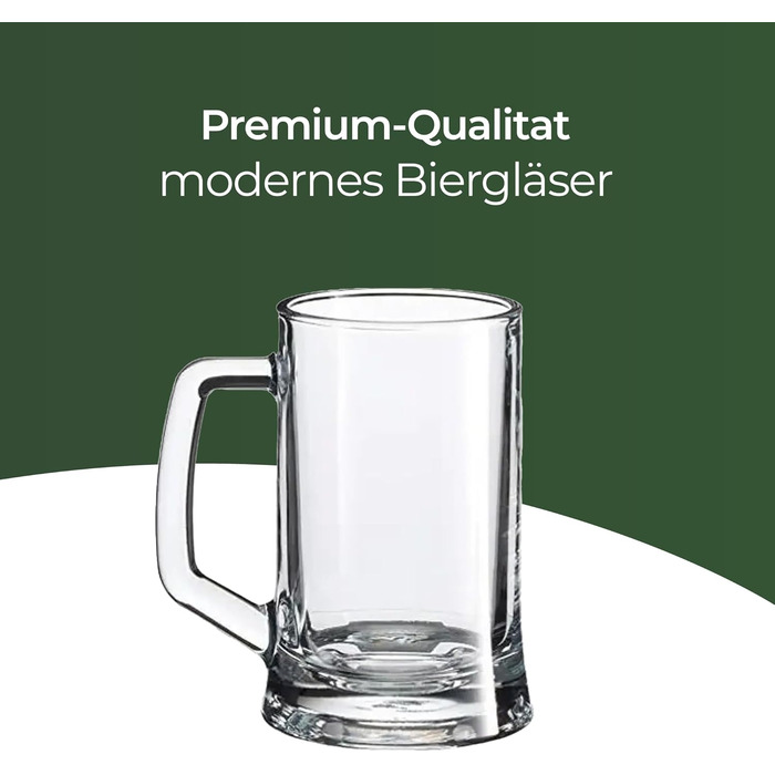 Pub Biersiedel 660 ml, Robust glass with handle, Dishwasher-safe, Classic pub design, Ideal for beer, shandy (beer mixed with lemonade), and chilled drinks, 12-piece set