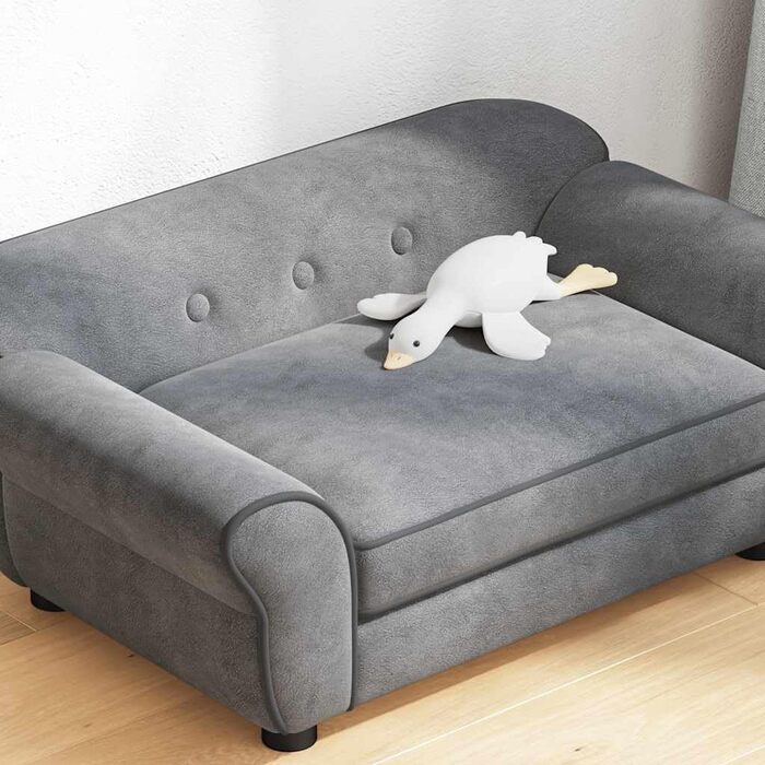 Софа для собак VidaXL сірого кольору 72x45x30 см, м'яка лежанка для домашніх тварин