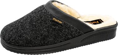 Чоловічі домашні тапочки Fischer з теплою підкладкою, повсть, 204609, 43 EU, чорний, антрацит, 205