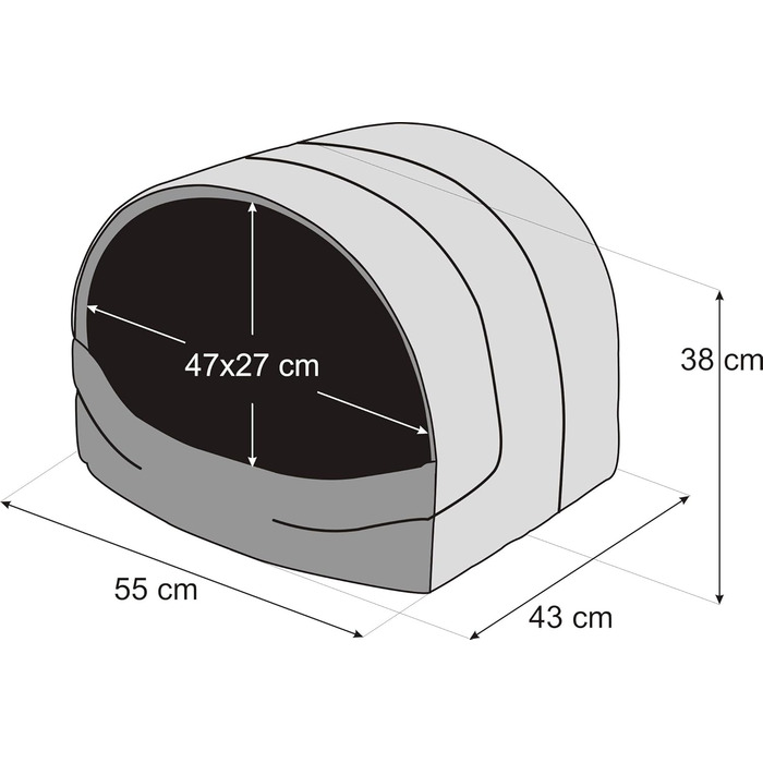 Будка для собак Будка-печера Будка-ліжко для собак Будка для котів Місце для сну L - 55x43 см Сірий