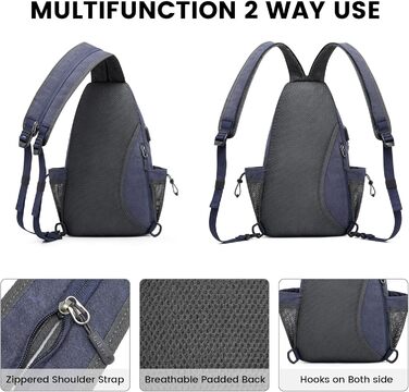 Сумка на плечі G4Free з канвасу - чоловіча/жіноча, для подорожей, хайкінгу, бігу, альпінізму (Navy Blue)