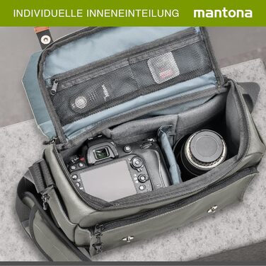 Сумка для фотоапарата Mantona Milano Grande сіра (для DSLR та бездзеркальних камер + аксесуари, вінтажний стиль, сірий інтер'єр)