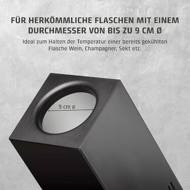 CASO WineCase One Black - Single Bottle Wine Cooler with Temperature Control (5-18°C), Stainless Steel Finish