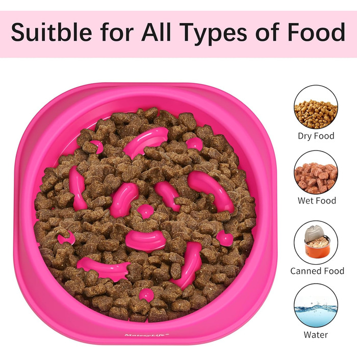 Набір мисок для собак MateeyLife (2 шт) – повільний годівник, антиковзаючі миски для собак середніх та великих порід (рожевий, маленький)