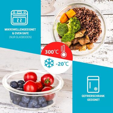 Набір контейнерів для їжі Igluu Meal Prep з боросилікатного скла (10 шт.) – мікрохвильовка, духовка, морозильник, посудомийна машина, не протікають, 370 та 1050 мл