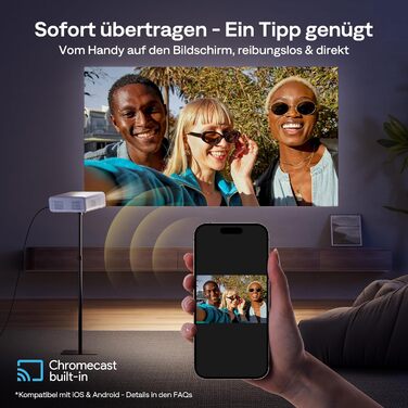 Aurzen Eazze D1 Smart Beamer: 4K проєктор для домашнього кінотеатру з WiFi, Bluetooth, автофокусом та корекцією трапецеїдальних спотворень. Підтримка Netflix, Dolby Audio, Full HD 1080P. Білий (GTV)