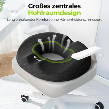 Ортопедична подушка для сидіння AUVON кругла з подвійною U-подібною формою та нахилом для полегшення навантаження на стегна, подушка для геморою, офісне крісло, автомобіль, сидіння, підвищує комфорт сидіння, покращує кровообіг, полегшує куприк