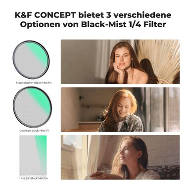 Фільтр K&F Concept Nano-K Serie Black Mist 82mm з оптичного скла з 18-шаровим покриттям для відео та портретної фотографії