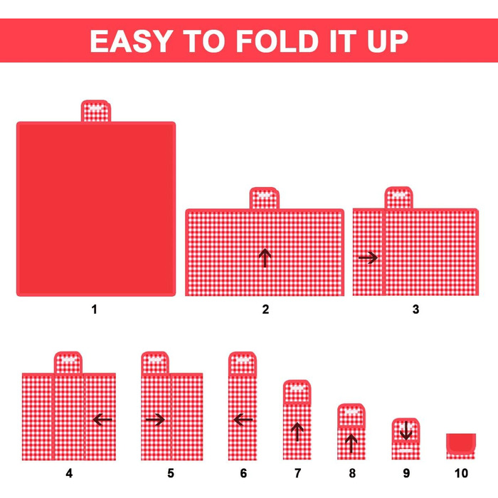 Водонепроникна пікнікова ковдра WAIZHIUA 200x200 см для пляжу, кемпінгу та відпочинку на природі (червона)