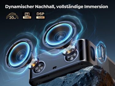 Смарт-проектор Toptro 4K Home Cinema, 1500 ANSI люмен, Full HD 1080p, Netflix, Dolby Audio, двосторонній Bluetooth, WiFi, AI-автофокус та корекція трапеції, для дому та вулиці, чорний