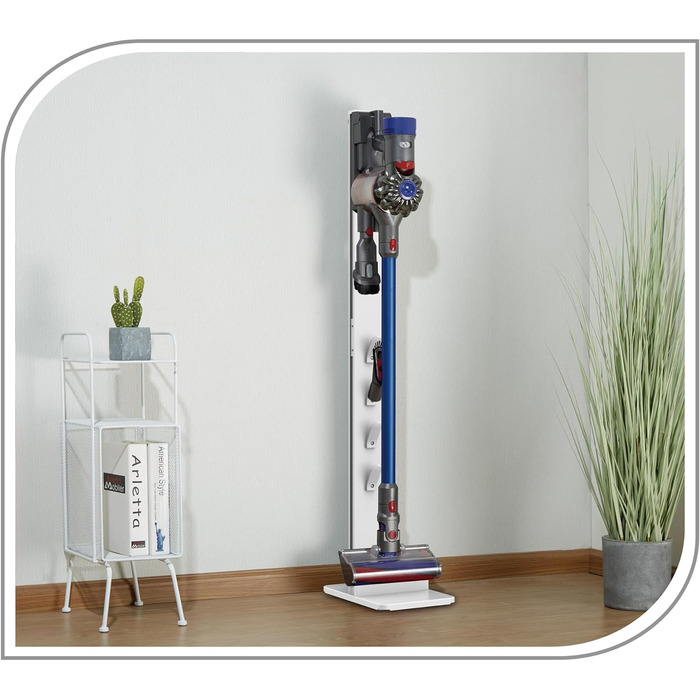 PureMounts Vacuum Floor Stand, Stand Base, Organizer Compatible with Dyson V6 Pro, V7, V8, Cyclone Absolute, V10 Total Clean, Torque Drive, and V11, V12, V15, White
