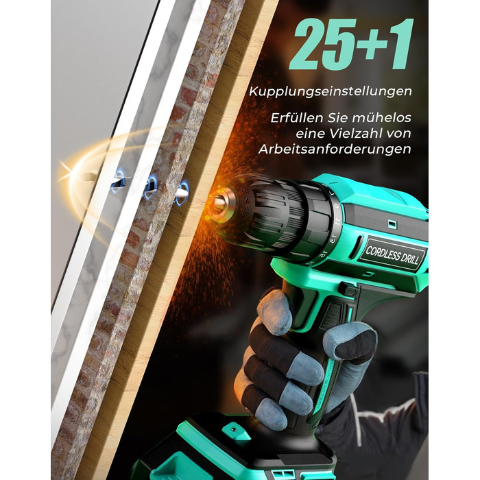 Акумуляторний шурупокрут-дрель 20V з 56 шт. насадок, 42Nm, LED-підсвічування, для дому та ремонту