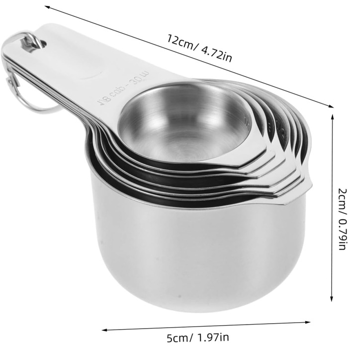 Cieeo 4-Piece Baking Tool Set: Measuring cups, spices, help, bowls, measurement, teaspoons, measuring spoons, bottle, simple cooking spoon, teacup measuring, cup for measuring, stainless steel, silver.