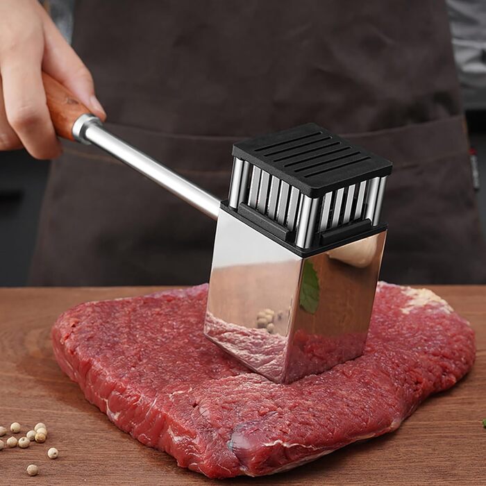 М'ясорубка-молоток Fleischklopfer з нержавіючої сталі з антиковзним руків'ям, для стейків, шніцелів, яловичини, свинини, курки