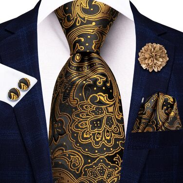 Чоловіча краватка Hi-Tie з краватковою брошкою та нагрудником (коричнева/бронзова)