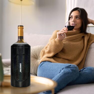 Охолоджувач для вина з кришкою, 750 мл, з нержавіючої сталі, для вина, шампанського, секту, для відпочинку на природі, подарунок для поціновувачів вина, білий (чорний райдужний)