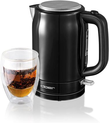 Електричний чайник Cloer 4511, 1.7 л, чорний, нержавіюча сталь, 2200 Вт, з індикатором рівня води, захистом від сухого кипіння та перегріву