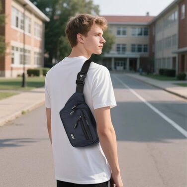 Поясна сумка на пояс для чоловіків та жінок, сумка на пояс з блискавкою, багатофункціональна сумка через плече, 5 відділень, спортивна сумка на стегно для активного відпочинку, туризму, кемпінгу, велоспорту (#1 Синій-a)