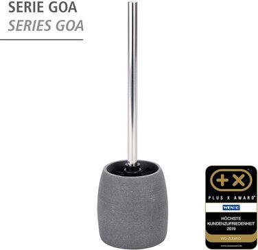 Набір для туалету WENKO Goa: тримач щітки з важкого полірезину та щітка з змінним насадком, сірий, 11,8 x 38,5 см