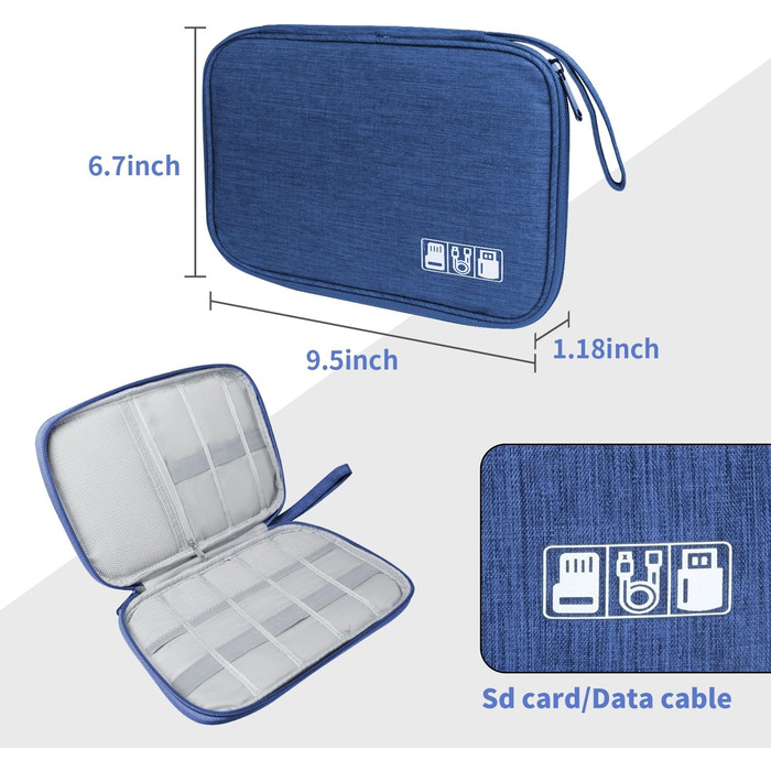 Органайзер для кабелів та аксесуарів для подорожей, синій A-navy