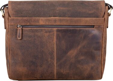 Сумка-месенджер LEABAGS Oxford з натуральної шкіри 15 дюймів для ноутбука (38x31x10 см) – чоловіча/жіноча, вінтажний темно-коричневий колір