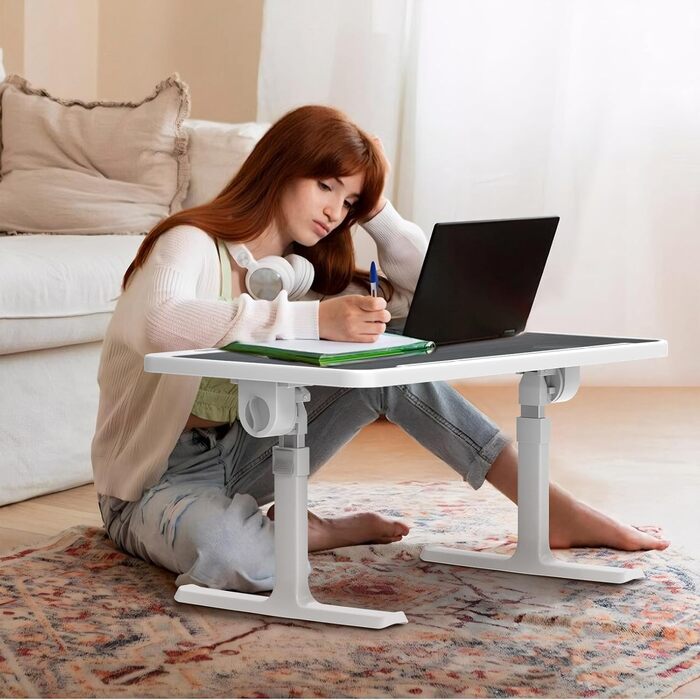 Стіл для ноутбука в ліжко Huracan: регульований, з USB, підсклянником та ящиком (60x40 см, чорний)