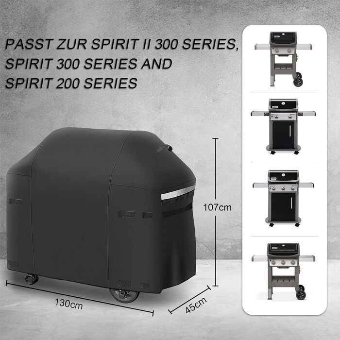 Чохол для гриля Weber Spirit II 300/200, водонепроникний, захист від УФ і негоди, 132 см, важкий матеріал, аналог 7139