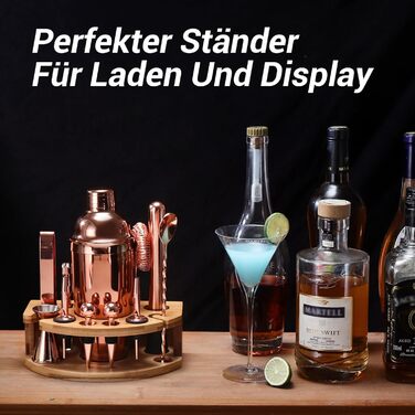Cocktail Shaker Set, 12-Piece Stainless Steel Bar Accessory Set, 750ml Shaker Bartender Set with Stand, Ideal Cocktail Machine Bartender Set for the Home Bar (Rose Gold)