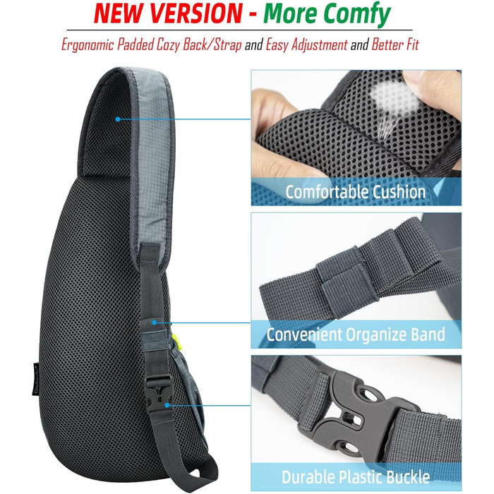 Водонепроникна сумка через плече з нейлону Gisdanchz - рюкзак-грудна сумка для спорту, подорожей (сірий, 41*21*10 см)