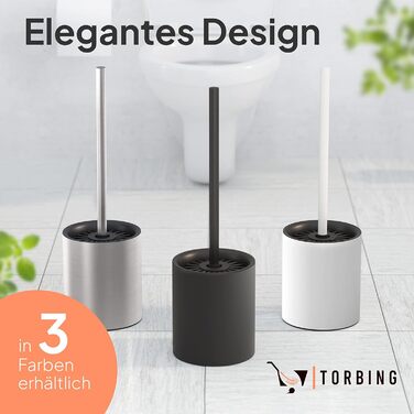 TORBING Кобура для унітазу з нержавіючої сталі та силікону - Елегантна щітка для унітазу з простим тримачем з високоякісної нержавіючої сталі - Гігієнічна щітка для унітазу з силікону з ефектом лотоса (Чорний матовий вугільний колір)