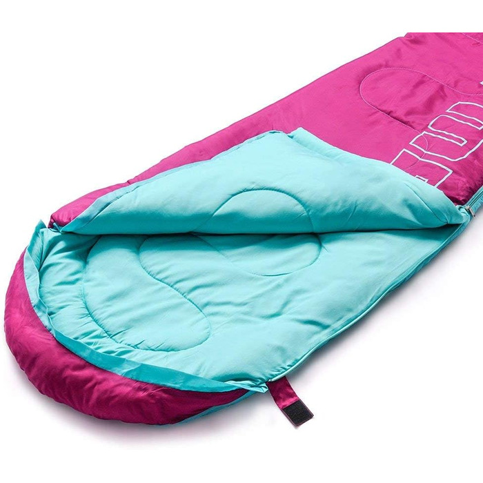 Дитячий спальний мішок Meteor Premium Kinder: літній, ультралегкий, для кемпінгу та відпочинку на природі. Кольори: темно-зелений/зелений, фуксія/м'ята.