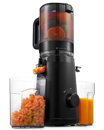 Шнекова соковижималка TUUMIIST Slow Juicer для цілих фруктів та овочів, 1.8 л, глянцевий чорний, 135 мм