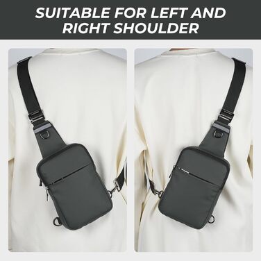Сумка на груди Broadream: водонепроникна, RFID-захист, для туризму та спорту (сірий)