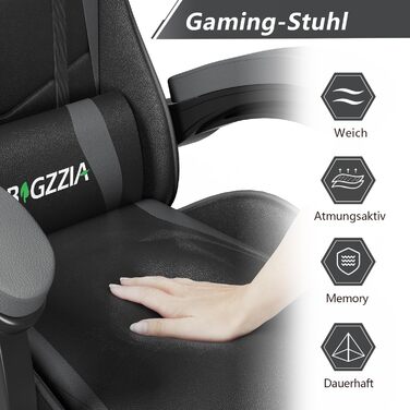 Геймерське крісло Racingreat Ergonomic для PC, підлітків та дорослих. Регульоване, з підголівником, оббите PU-шкірою, темно-сіре
