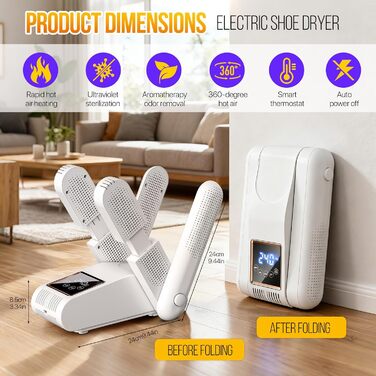 Електрична сушарка для взуття RoserRose 360° з гарячим повітрям та підтримкою температури 48°C для черевиків, лижних чобіт та кросівок