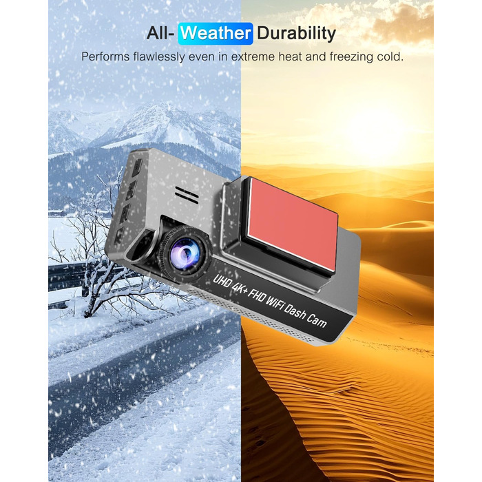 Відеореєстратор у машину 4K+1080P з CPL фільтром, 360°, WiFi, IPS 3.69