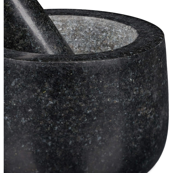 Набір для приготування спецій Relaxdays: гранітний ступка та пестик, 12 см, 300 мл, чорний