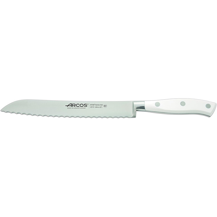 Набір ножів Arcos Riviera (5 шт.) з нержавіючої сталі, Santoku, 180 мм, рукоятка POM, білий (з підставкою)